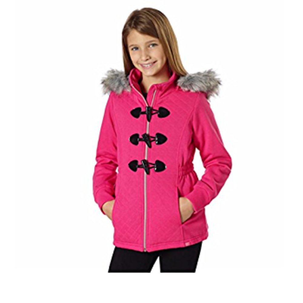 Girls Fleece Jacket Detachable Faux Fur Hood XS